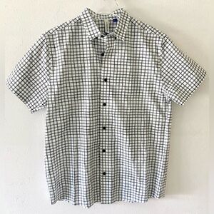 Artefact White and Black Boxed Print Short Sleeve Button Down Shirt Size M